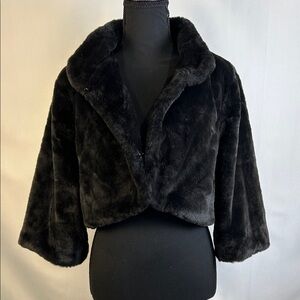 Laundry by Shelli Segal Elegant Black Faux Fur Jacket